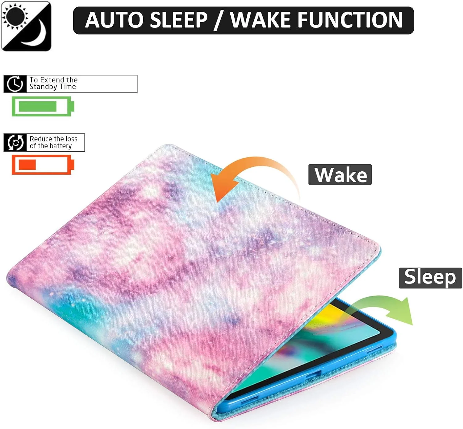 کیف محافظ تبلت سامسونگ گلکسی تب S5e 10.5 مدل SM-T720/T725 نسخه 2019 - جلد باریک چرمی PU چند زاویه ای با قابلیت استند و آهنربای هوشمند با عملکرد بیدار/خواب خودکار/کهکشانی