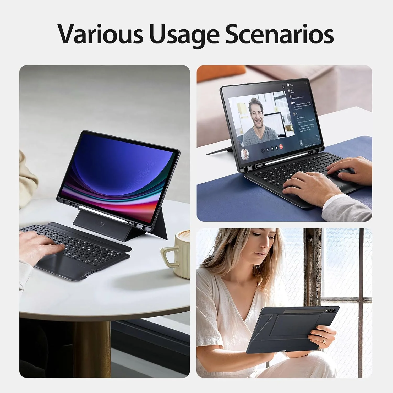 کیبورد ترک‌پد دار GruitteRay مناسب برای تبلت سامسونگ گلکسی تب S10 پلاس/تب S10+ 12.4 اینچ 2024 - کیبورد جادویی جداشدنی با جای قلم