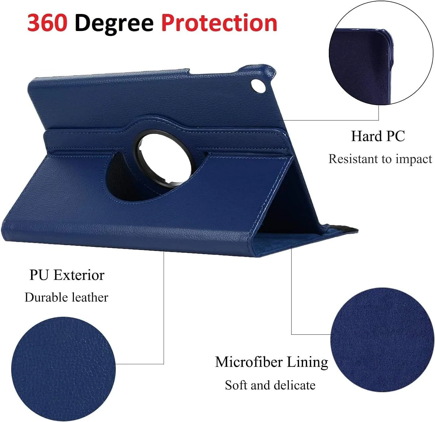 کاور چرمی تبلت سامسونگ گلکسی تب A8 10.5 2022 مدل SmartGrist با قابلیت چرخش 360 درجه و استند، دارای عملکرد خواب/بیدار خودکار (آبی تیره)