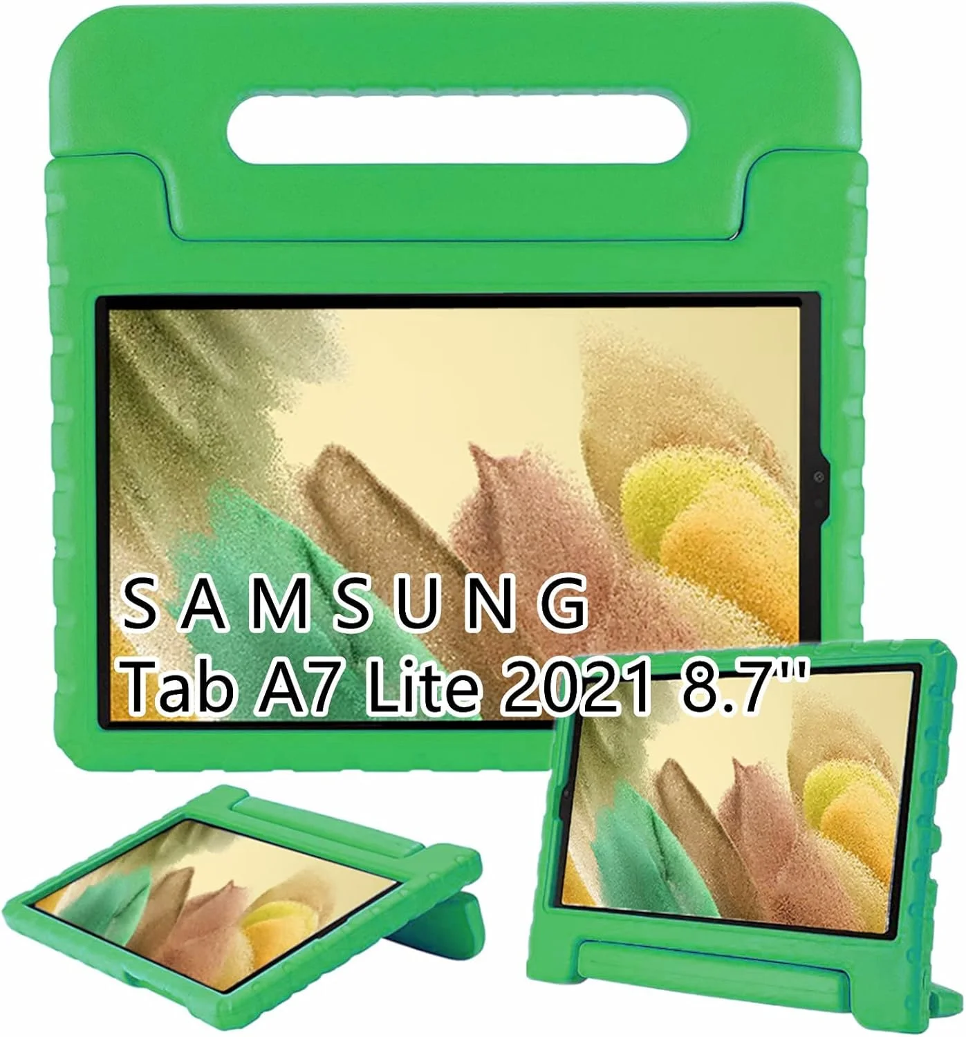 کیف تبلت کودکانه MAKINGTEC سازگار با تبلت سامسونگ گلکسی تب A7 Lite 8.7 اینچ 2021 مدل SM-T220/SM-T225، با دسته تاشو، سبک و مقاوم در برابر ضربه (سبز)