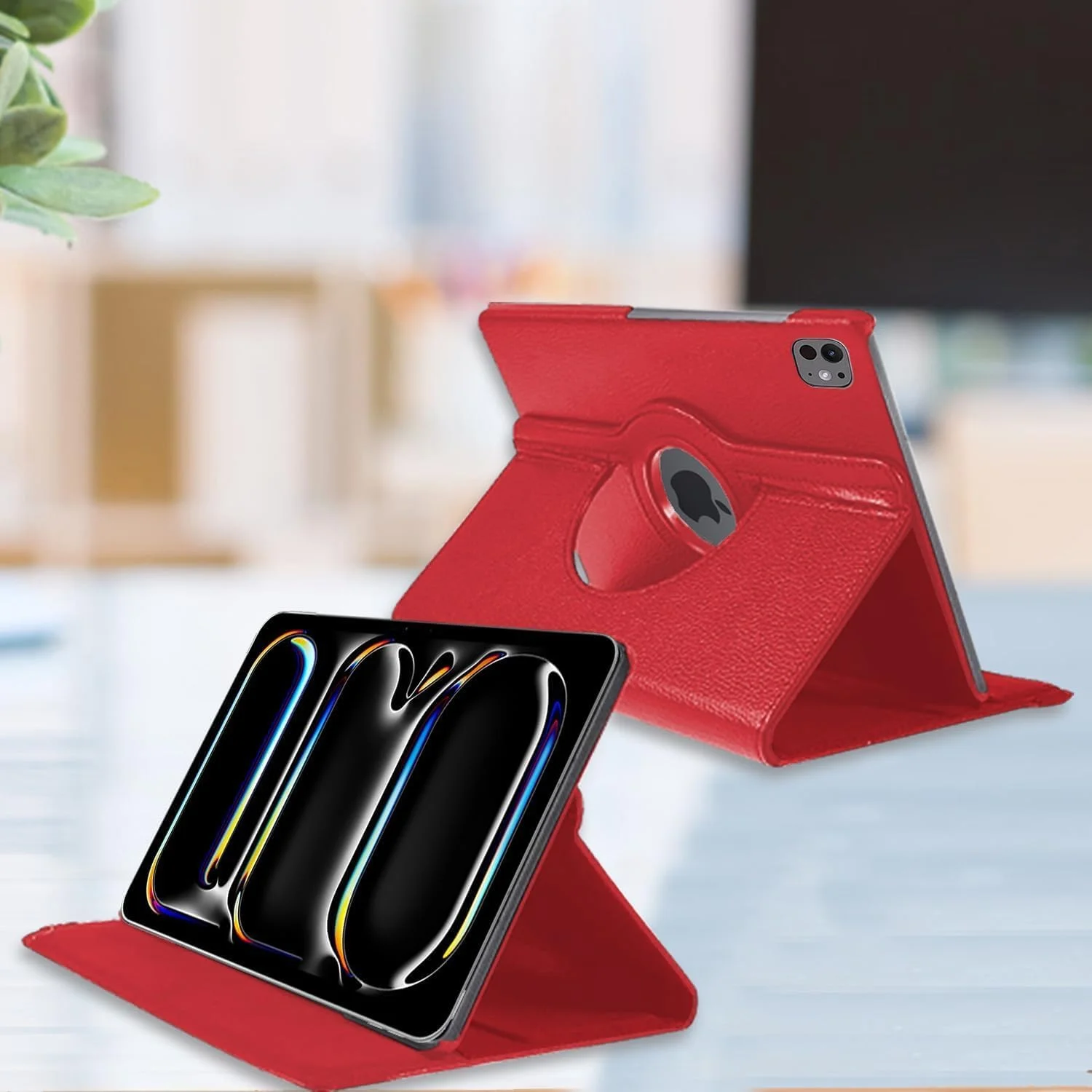 کاور تبلت سامسونگ گلکسی تب A9 پلاس Muzz، چرخش 360 درجه، 11 اینچ 2023 (SM-X210, SM-X215, SM-X216B)، روکش چرمی PU، بیدار/خواب خودکار (قرمز)