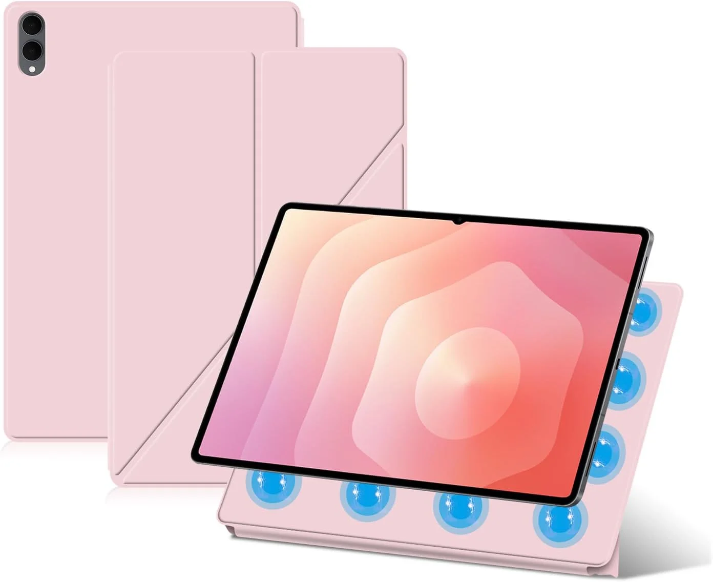 کیف تبلت مغناطیسی Gruattreay سازگار با Samsung Galaxy Tab S11 Ultra 14.6 اینچی، کاور تاشو محافظ قابل حمل با عملکرد بیدار/خواب خودکار و براکت قابل تنظیم (صورتی)