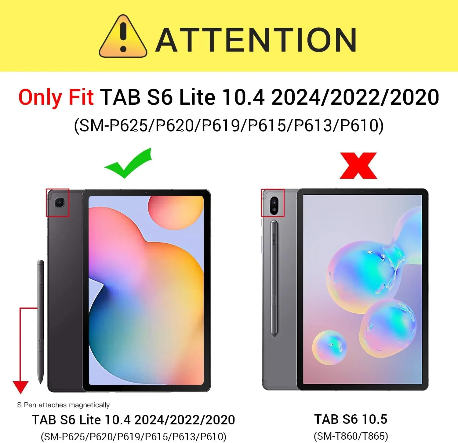کیف تبلت سامسونگ گلکسی تب S6 Lite 10.4 اینچی ZtotopCases با جای قلم، قابلیت بیدار/خواب خودکار، جلد سه تایی سبک و باریک از جنس PU برای تبلت سامسونگ گلکسی S6 Lite مدل SM-P610/P615 سال 2020 - مشکی