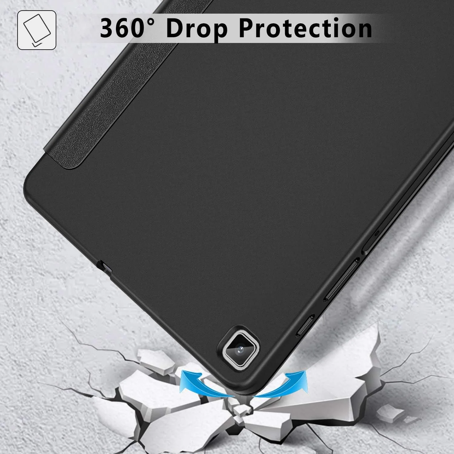 کیف تبلت سامسونگ گلکسی تب S6 Lite 10.4 اینچی ZtotopCases با جای قلم، قابلیت بیدار/خواب خودکار، جلد سه تایی سبک و باریک از جنس PU برای تبلت سامسونگ گلکسی S6 Lite مدل SM-P610/P615 سال 2020 - مشکی