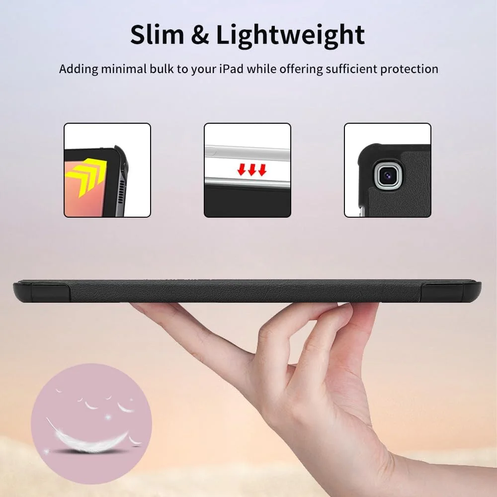 کاور تبلت سامسونگ گلکسی تب S6 لایت 10.4 اینچ GOZOPO، به همراه محافظ صفحه نمایش، قابلیت بیدار شدن/به خواب رفتن خودکار (مشکی)