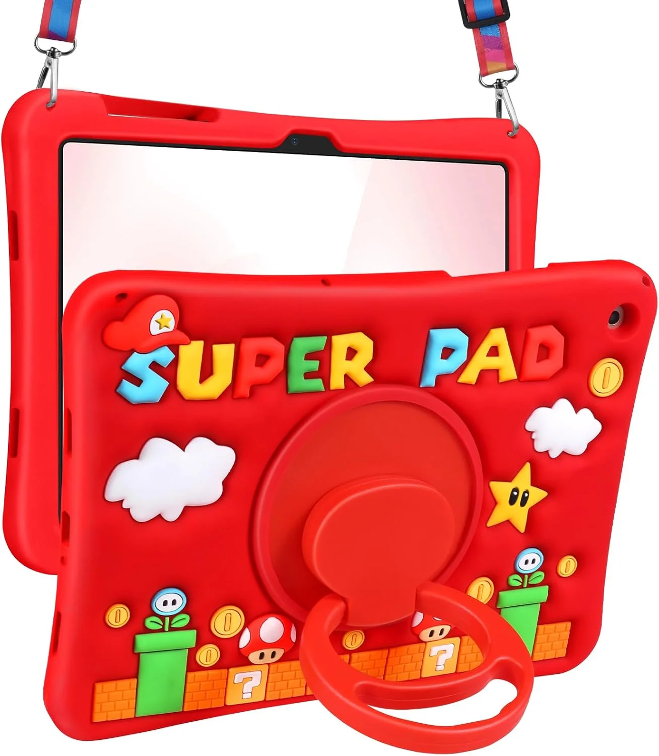 کاور فانتزی Lotadilo مناسب برای گلکسی تب A9 پلاس 11 اینچ 2023 - طراحی سیلیکونی سه بعدی دخترانه، زنانه، نوجوانانه، بامزه، کارتونی، نرم، دارای استند و بند گردنی برای تبلت سامسونگ A9 پلاس، قرمز