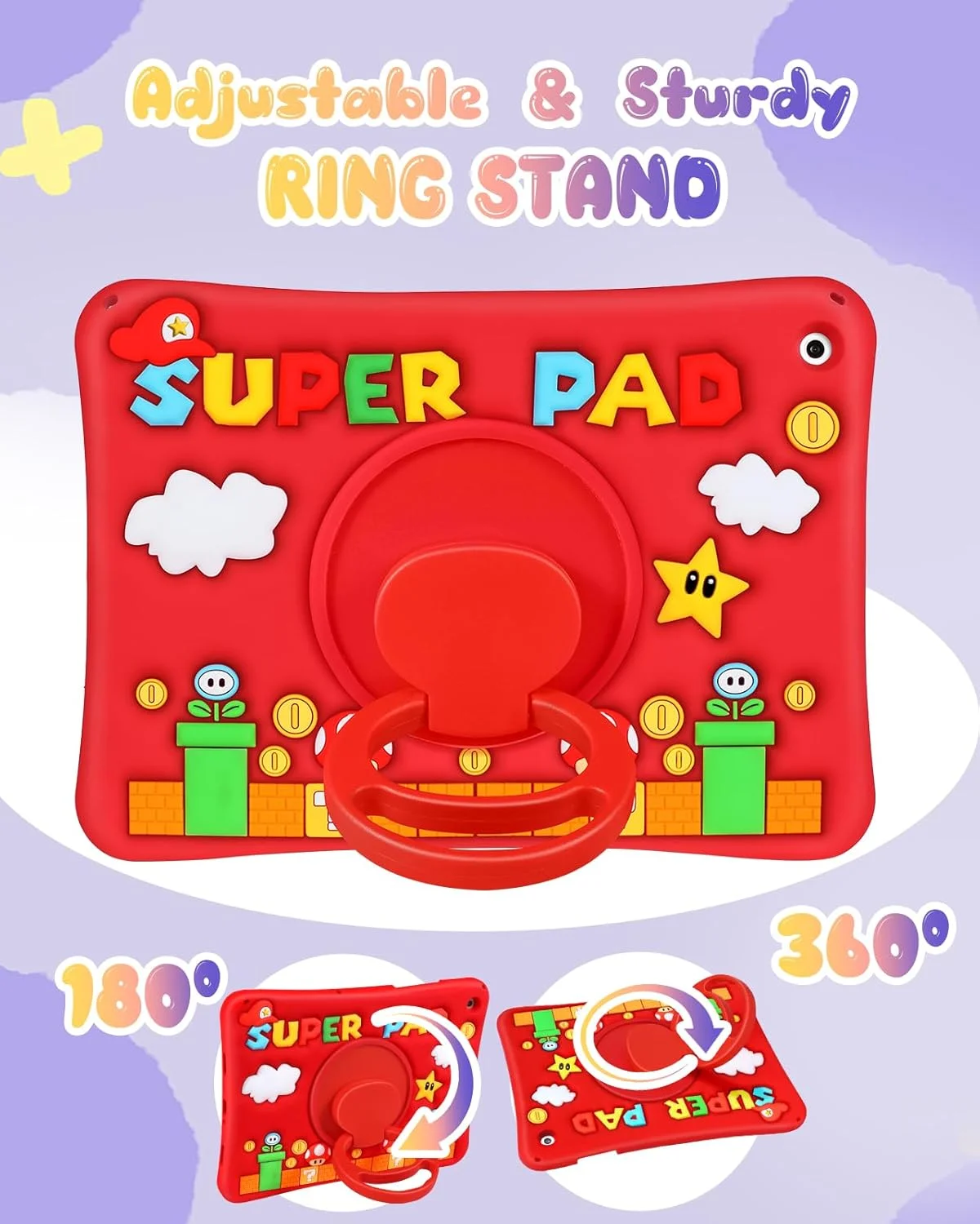 کاور فانتزی Lotadilo مناسب برای گلکسی تب A9 پلاس 11 اینچ 2023 - طراحی سیلیکونی سه بعدی دخترانه، زنانه، نوجوانانه، بامزه، کارتونی، نرم، دارای استند و بند گردنی برای تبلت سامسونگ A9 پلاس، قرمز