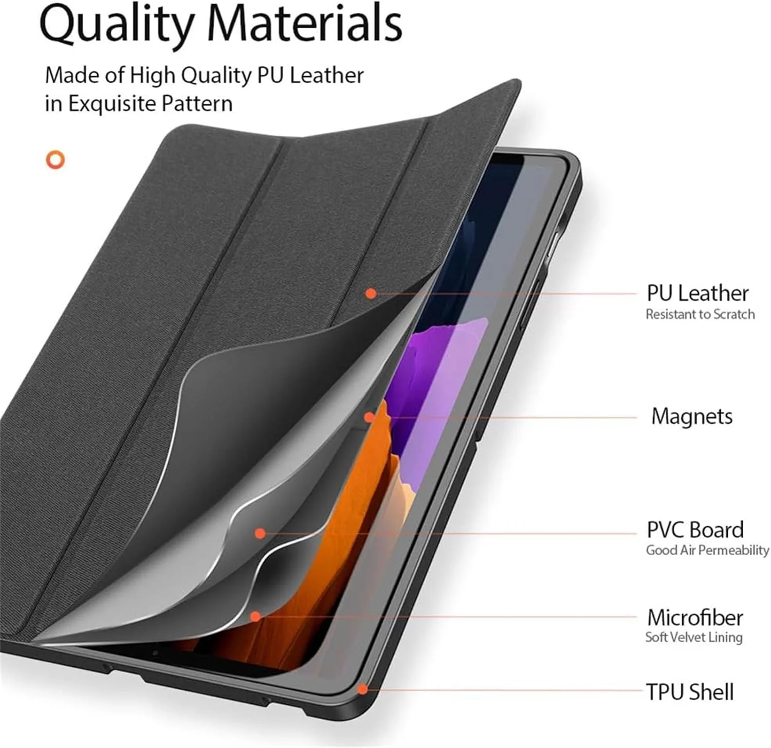 کیف محافظ تبلت سامسونگ گلکسی تب S9 مدل MOTIM به همراه جای قلم، باریک، دارای استند، کاور مغناطیسی محافظ تبلت، قابلیت تنظیم زاویه دید و حالت خواب/بیدار خودکار