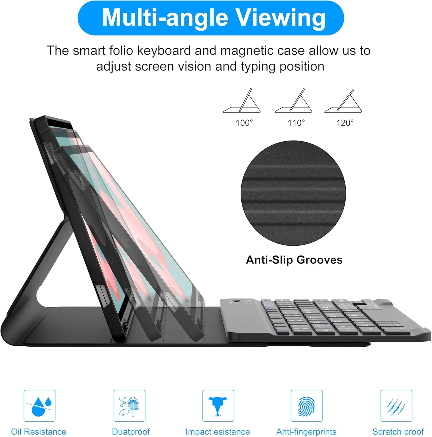 کیبورد تبلت SAMSUNG Galaxy Tab A9+ سایز 11 اینچ، کیبورد بلوتوث جداشدنی، کاور هوشمند سازگار با قلم S Pen، دارای جا مدادی، حالت خواب/بیدار خودکار، جلد چرمی مصنوعی برای Tab A9 Plus، مشکی