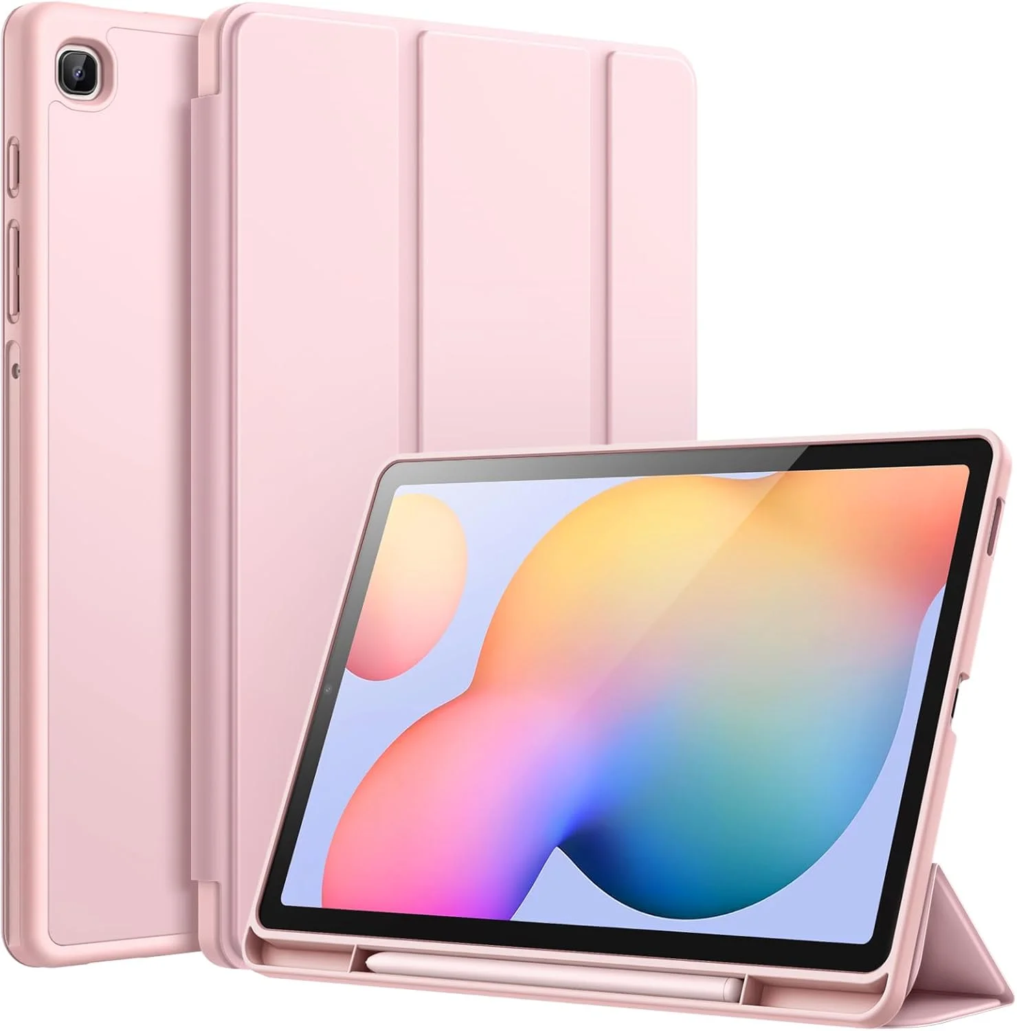 کاور تبلت سامسونگ گلکسی تب S6 Lite 10.4 اینچ 2024/2022/2020 مارک JETech به همراه جای قلم S Pen، کاور باریک تبلت با پشت TPU نرم، قابلیت بیدار شدن/به خواب رفتن خودکار (طلایی صورتی)