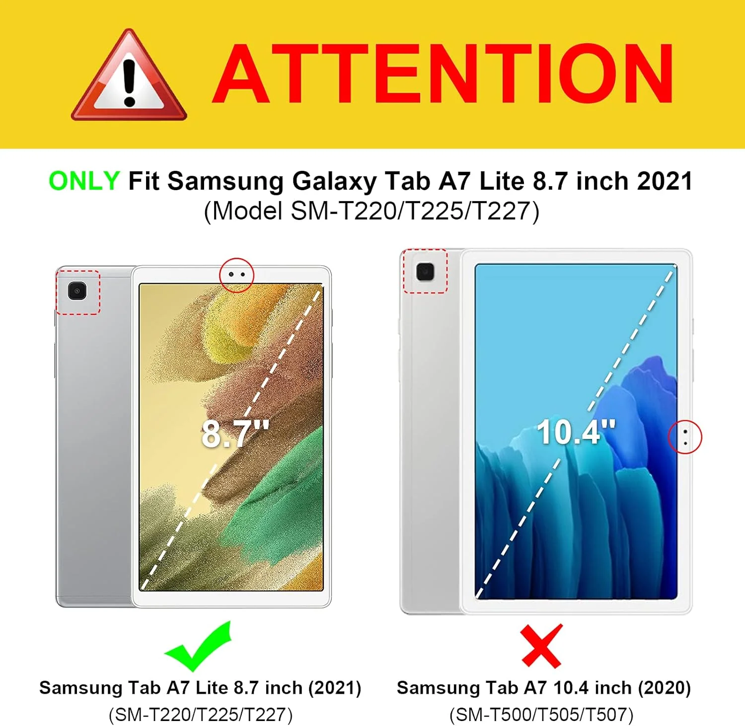 کیف باریک Fintie برای تبلت سامسونگ گلکسی تب A7 Lite 8.7 اینچ مدل 2021 (SM-T220/T225/T227)، کاور سه تایی تاشو با پوسته پشتی سخت و فوق العاده نازک و سبک، مشکی