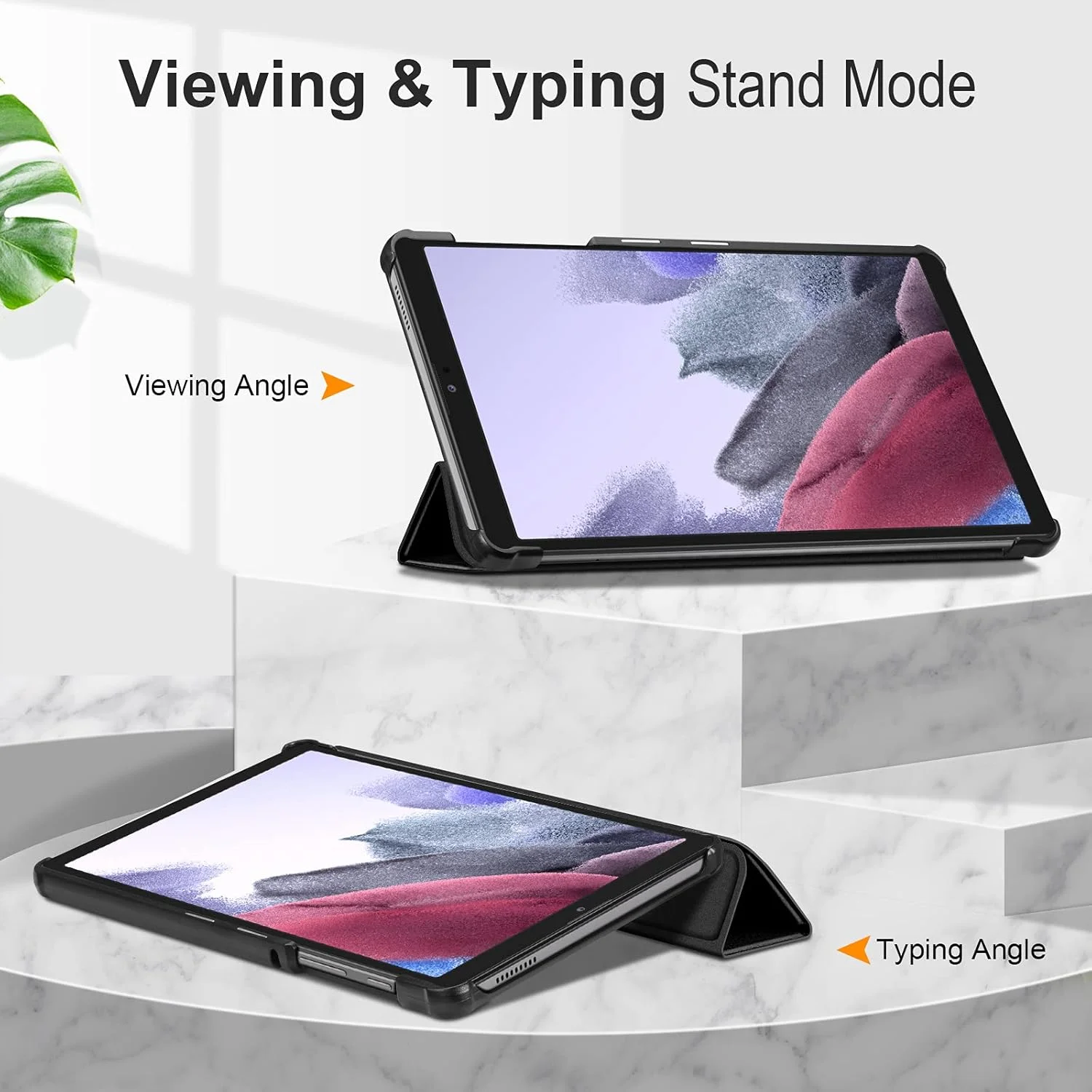 کیف باریک Fintie برای تبلت سامسونگ گلکسی تب A7 Lite 8.7 اینچ مدل 2021 (SM-T220/T225/T227)، کاور سه تایی تاشو با پوسته پشتی سخت و فوق العاده نازک و سبک، مشکی