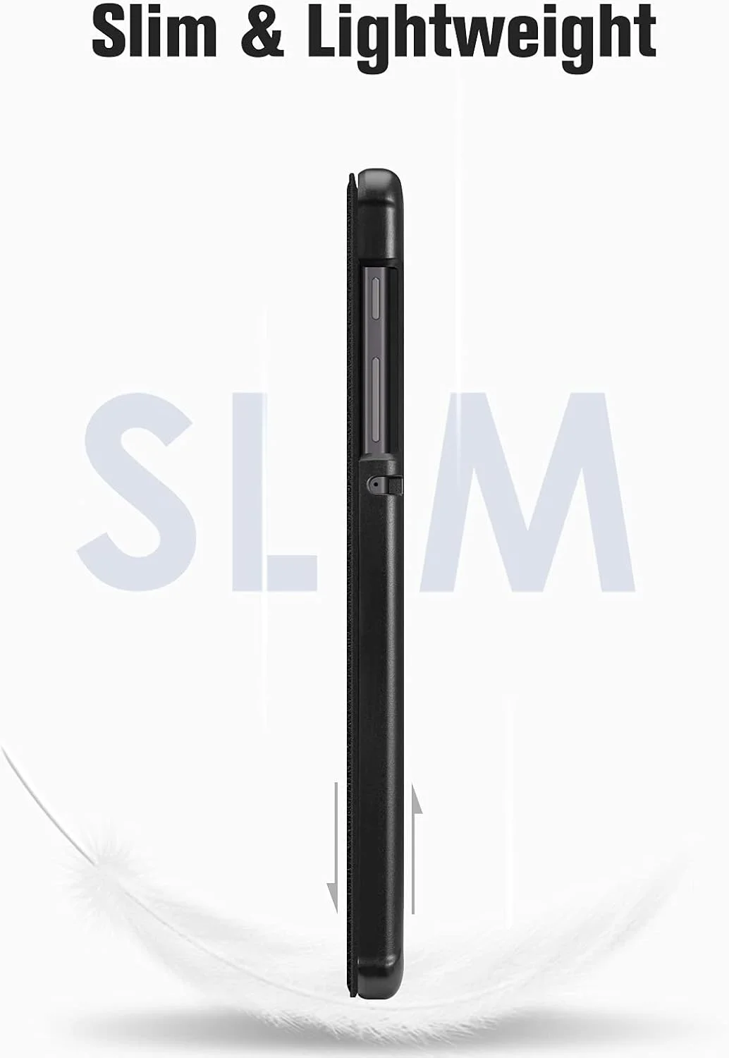 کیف باریک Fintie برای تبلت سامسونگ گلکسی تب A7 Lite 8.7 اینچ مدل 2021 (SM-T220/T225/T227)، کاور سه تایی تاشو با پوسته پشتی سخت و فوق العاده نازک و سبک، مشکی