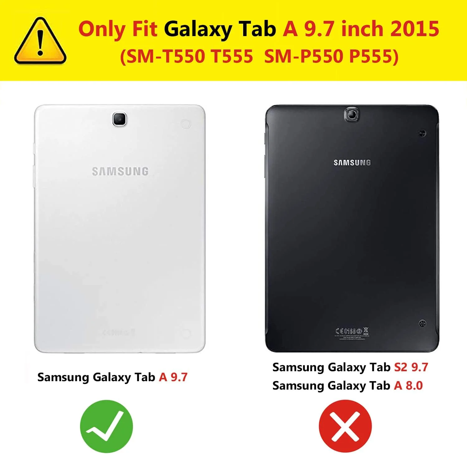 کیف چرمی باریک برای تبلت سامسونگ گلکسی تب A 9.7 اینچ 2015 (SM-T550 T555 P550 P555)، پایه چند زاویه ای، پوشش محافظ کامل تبلت، با قلم استایلوس، محافظ صفحه نمایش (بنفش)