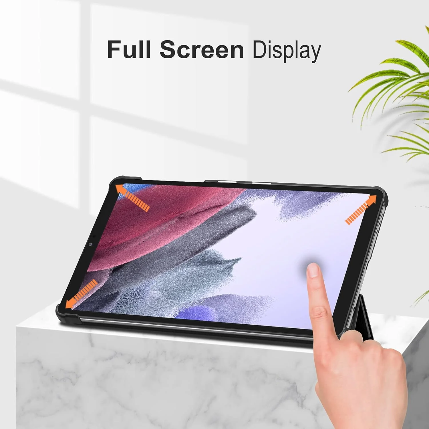 کیف باریک Fintie برای تبلت سامسونگ گلکسی تب A7 Lite 8.7 اینچ مدل 2021 (SM-T220/T225/T227)، کاور سه تایی تاشو با پوسته پشتی سخت و فوق العاده نازک و سبک، مشکی
