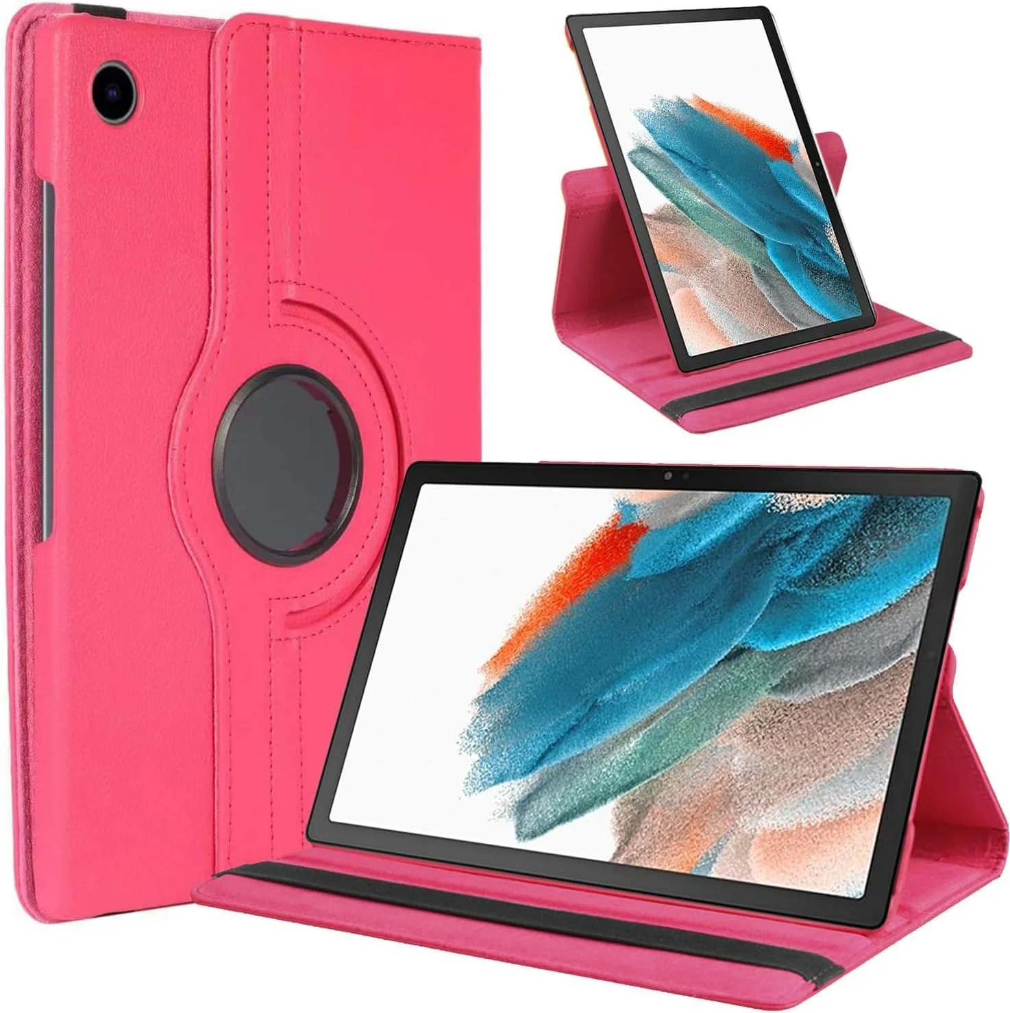 کاور تبلت AWH Galaxy Tab A9 - کاور تبلت چرخشی 360 درجه برای Samsung Galaxy Tab A9 8.7 اینچ 2023 (SM-X200/SM-X205/SM-X207) - محافظ پریمیوم با عملکرد بیدار/خواب خودکار (صورتی)