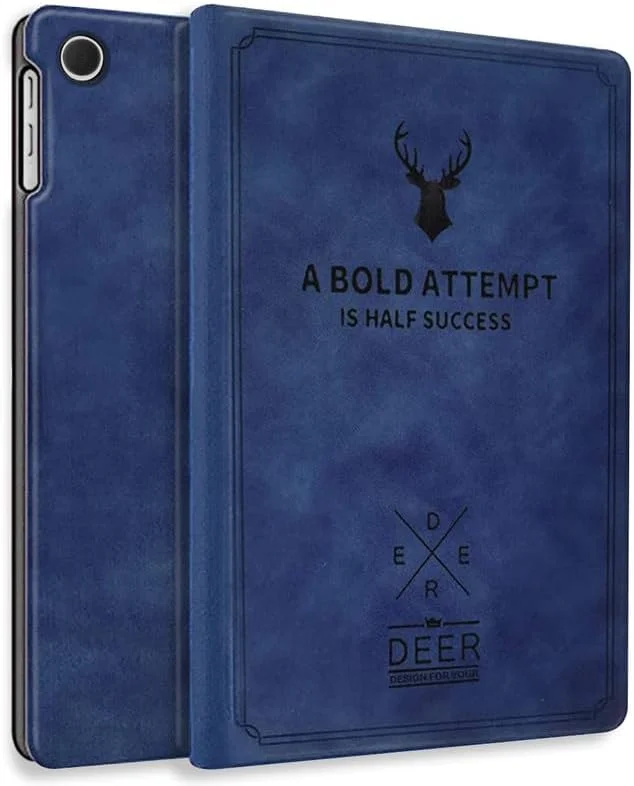 کاور روکش رباستریون برای تبلت سامسونگ گلکسی تب A9 سایز 8.7 اینچ، کاور استند تاشو با طرح گوزن برای تبلت سامسونگ گلکسی تب A9 مدل [SM-X110/X115/X117] - آبی