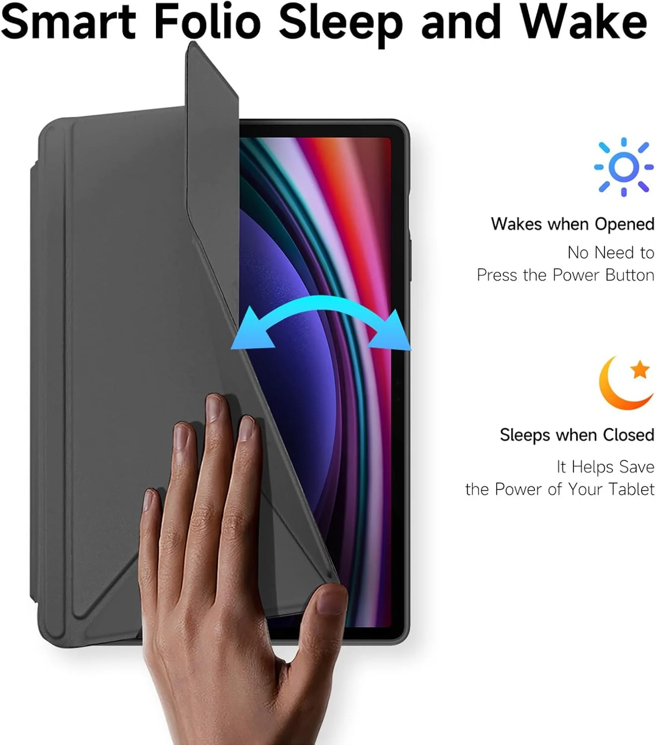 کاور گروتری سازگار با تبلت سامسونگ گلکسی تب S10 پلاس/S10+ 12.4 اینچ (2024)، کاور هوشمند تبلت Y-Fold، ساخته شده از مواد با کیفیت PU+PC، دارای جای قلم و قابلیت بیدار شدن/به خواب رفتن خودکار (مشکی)