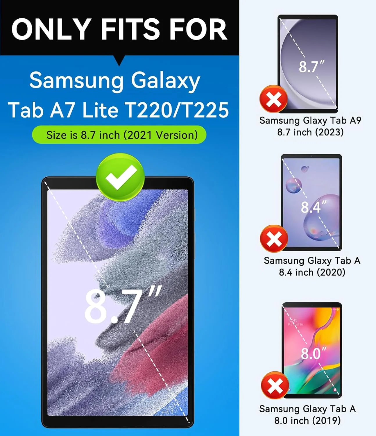 کیف تبلت AZZSY برای Samsung Galaxy Tab A7 Lite 8.7 اینچ 2021 (SM-T220/T225)، کیف محافظتی مقاوم در برابر ضربه، قرمز