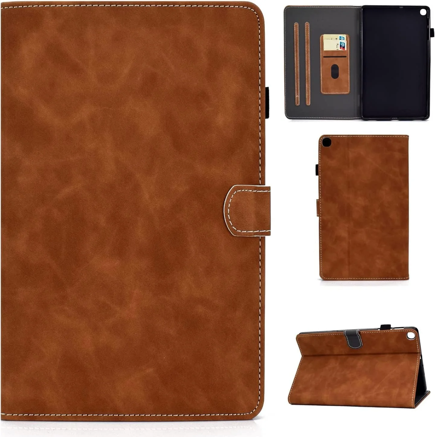 کیف محافظ تبلت سامسونگ گلکسی تب A7 Lite سایز 8.7 اینچ (مدل SM-T220/ SM-T225/ SM-T227)، کاور محافظ چند زاویه ای با جلد سخت و جیب برای Samsung Galaxy Tab A7 Lite 8.7 اینچ 2021 (قهوه ای وینتیج)