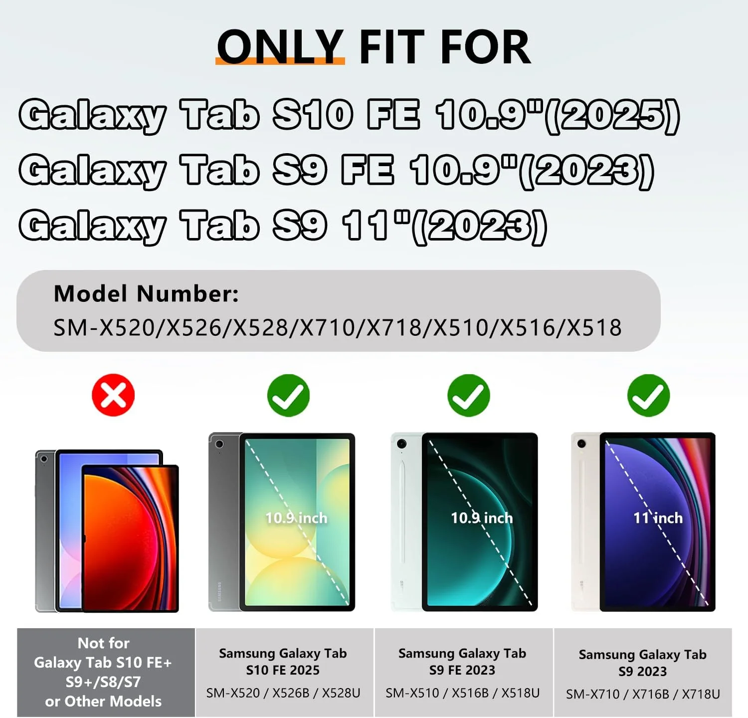 کاور ROSROME برای تبلت سامسونگ گلکسی تب S10 FE / S9 FE 10.9 اینچی / S9 11 اینچی به همراه محافظ صفحه نمایش HD، کاور تبلت ضد ضربه مناسب کودکان، دارای استند چرخان 360 درجه / بند شانه / جای مداد، سرمه ای