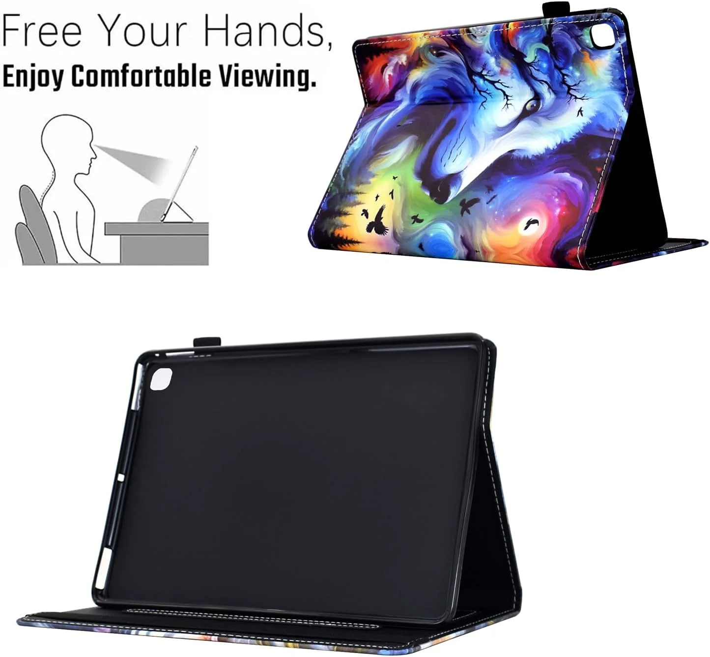 کیف Mldjomid برای تبلت سامسونگ گلکسی تب S6 Lite 10.4 اینچ (SM-P620/P610/P613) روکش محافظ چرمی PU با عملکرد استند و کیف پول برای تبلت گلکسی تب S6 Lite 2024/2022/2020، طرح گرگ ستاره ای