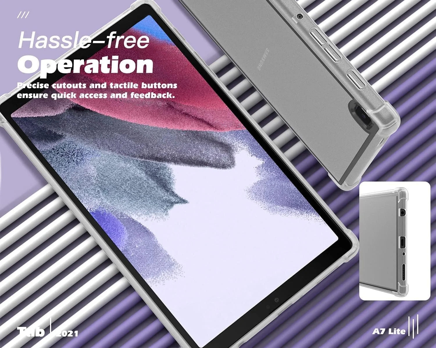 قاب محافظ فروشگاه نکست سازگار با تبلت سامسونگ گلکسی تب A7 Lite 8.7 اینچی مدل 2021 (SM-T225/T220/T227/T227)، کاور پشتی ژله ای نرم و شفاف TPU