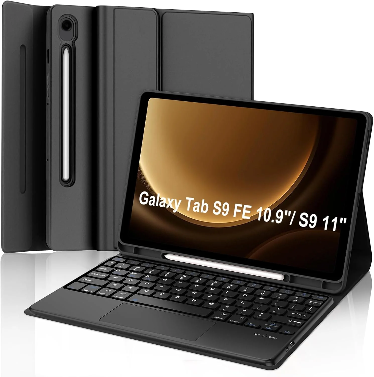 کیبورد لمسی BORIYUAN برای Samsung Galaxy Tab S9 FE 5G 10.9 اینچ / Tab S9 11 اینچ 2023 - ترک پد چند لمسی، کیبورد لمسی بی سیم جداشدنی بلوتوث با روکش هوشمند و پایه