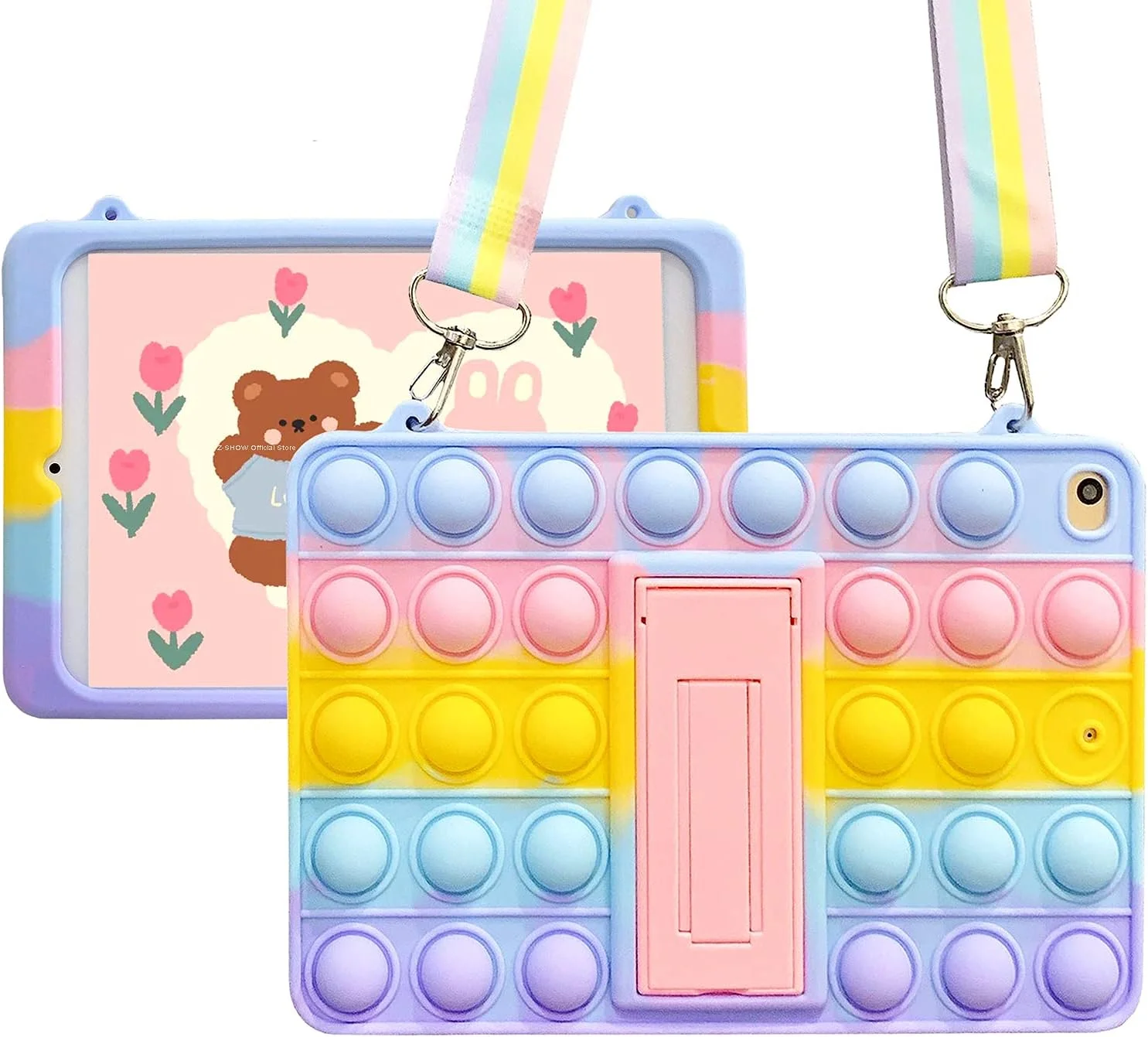 کاور سیلیکونی ضد ضربه تبلت XZC Push Pop مناسب برای تبلت سامسونگ گلکسی تب A8 10.5 اینچ 2022 (SM-X200 /X205 /X207) به همراه پایه تاشو و بند (مخصوص سامسونگ گلکسی تب A8 10.5 اینچ 2022)