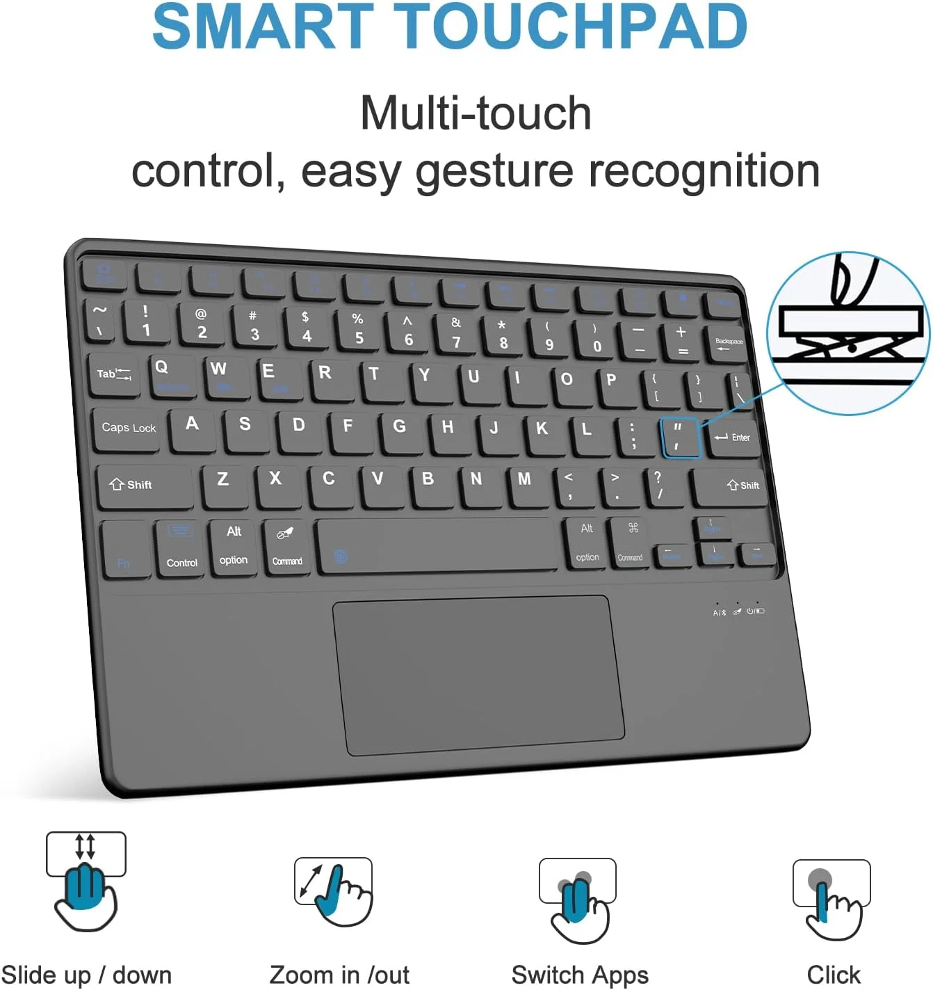 کیبورد لمسی BORIYUAN برای Samsung Galaxy Tab S9 FE 5G 10.9 اینچ / Tab S9 11 اینچ 2023 - ترک پد چند لمسی، کیبورد لمسی بی سیم جداشدنی بلوتوث با روکش هوشمند و پایه