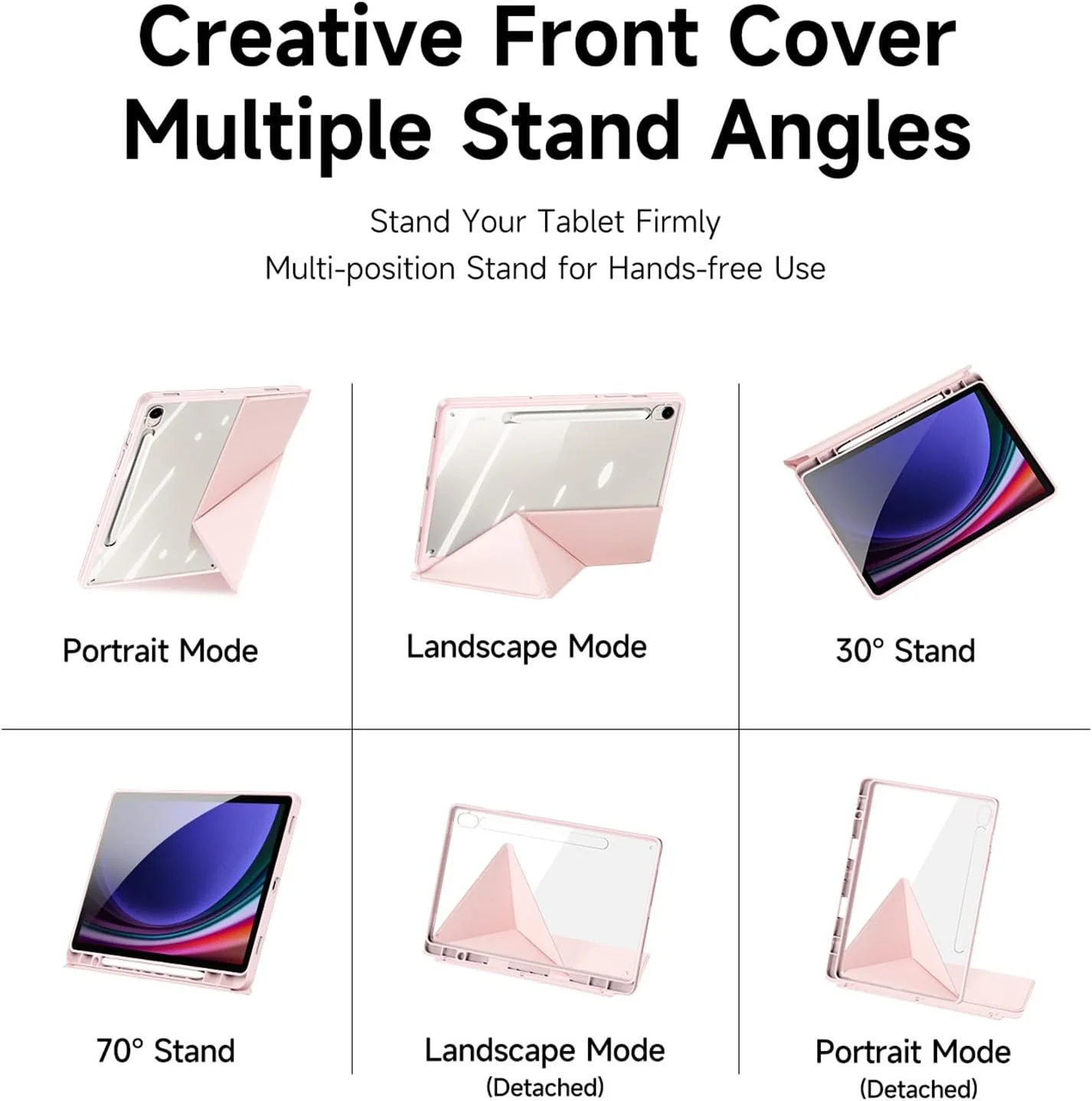 کاور تبلت Gruattreay برای Samsung Galaxy Tab S10 Lite 10.9 اینچ 2025 SM-X400/X406B، کاور چرمی PU جداشدنی Y-Fold با پشت شفاف و جای مداد، قابلیت بیدار شدن/خواب خودکار (صورتی)