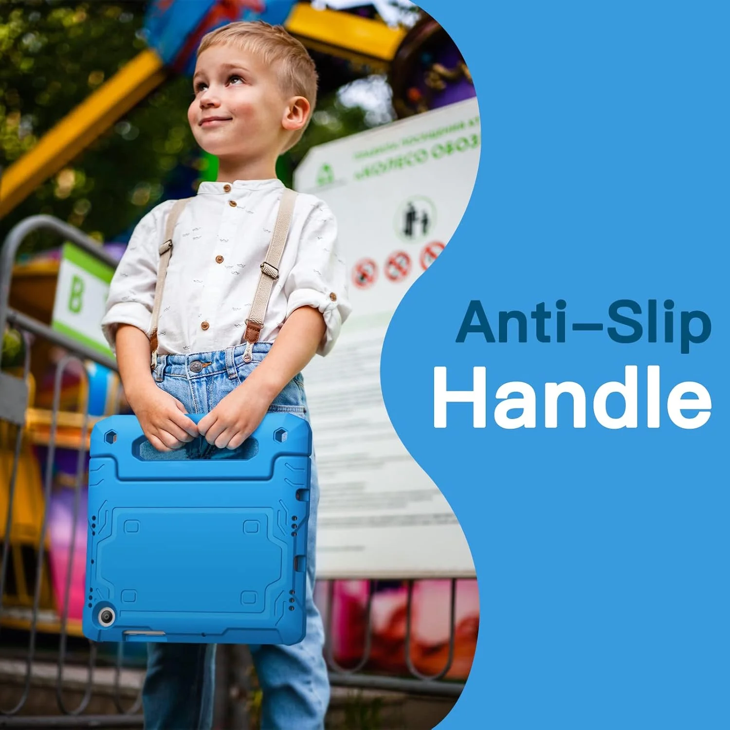 کاور کودکانه JETech برای تبلت سامسونگ گلکسی تب A8 10.5 اینچی 2022 (SM-X200/X205/X207) با محافظ صفحه نمایش داخلی، کاور محافظ تبلت ضد ضربه با دسته و پایه (آبی)