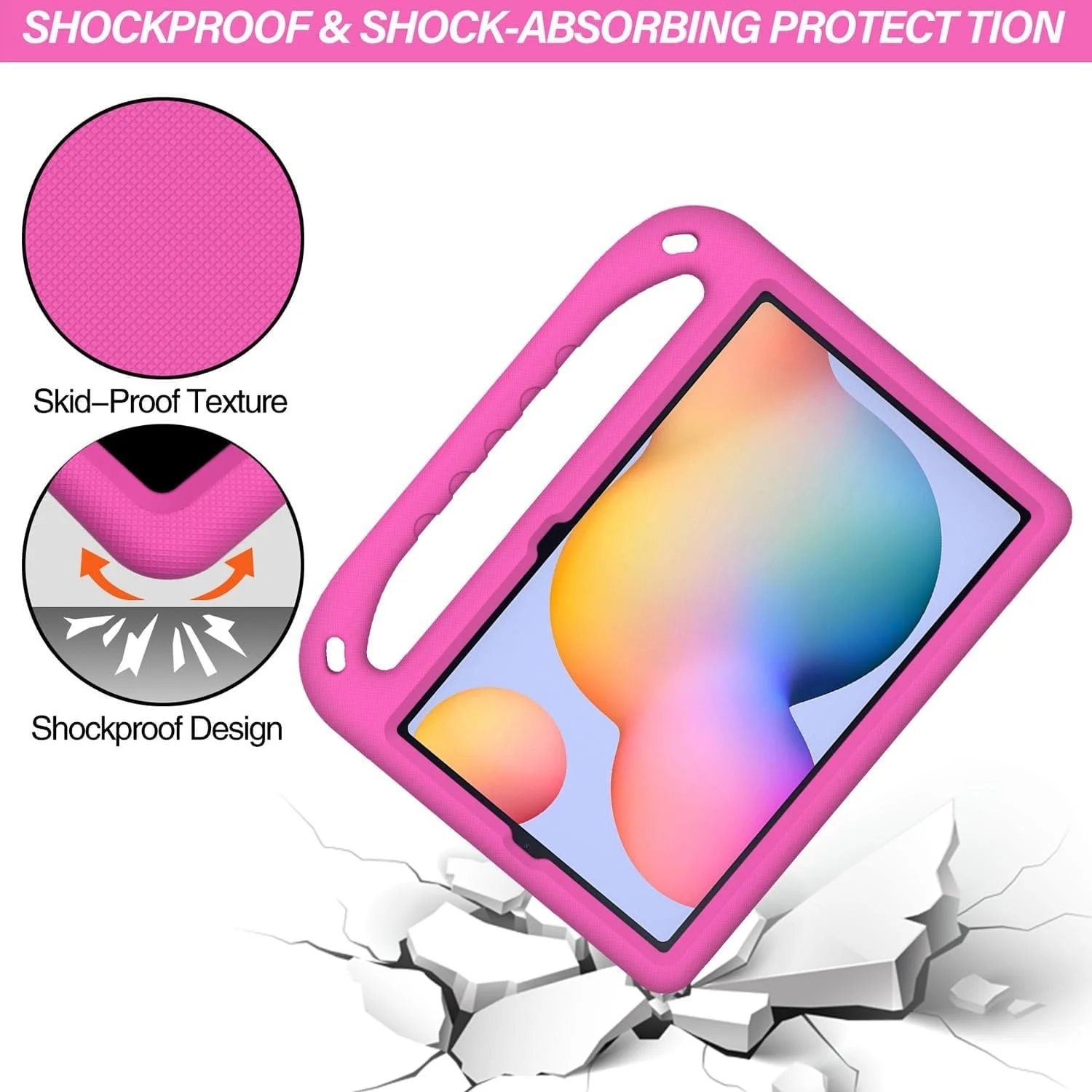 کیف تبلت SKEIDO مناسب برای تبلت سامسونگ گلکسی تب S6 لایت 10.4 اینچ 2024/2022/2020 مدل SM-P610/SM-P615، سبک وزن، مقاوم در برابر ضربه، دارای دسته و پایه محافظ (رنگ رز)