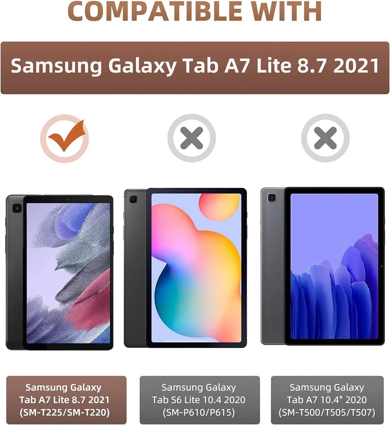 کیف محافظ تبلت سامسونگ گلکسی تب A7 Lite 8.7 اینچ 2021 (SM-T225/T220/T227) موکو، کیف هوشمند باریک و سبک با روکش پشتی TPU نرم و نیمه شفاف و پایه سه تایی - رزگلد