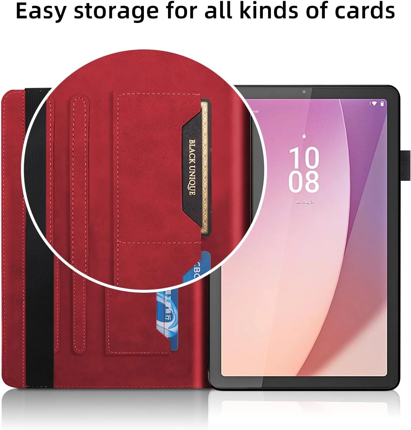 کیف تبلت تیپویورو برای سامسونگ گلکسی تب A9 پلاس 2023، جلد چرمی PU سبک وزن با قابلیت تاشو و کش الاستیک و جای کارت برای تبلت گلکسی تب A9 پلاس - قرمز