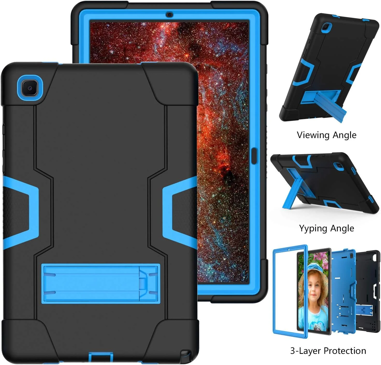 کاور محافظ میفی برای تبلت سامسونگ گلکسی تب A7 10.4 مدل 2022 و 2020، کاور باریک و مقاوم با PC سخت و سیلیکون نرم، کاور محافظتی با ضربه گیری بالا برای گلکسی تب A7 10.4 اینچ مدل 2022 و 2020 (SM-T500/T505/T507/T509)، مشکی/آبی