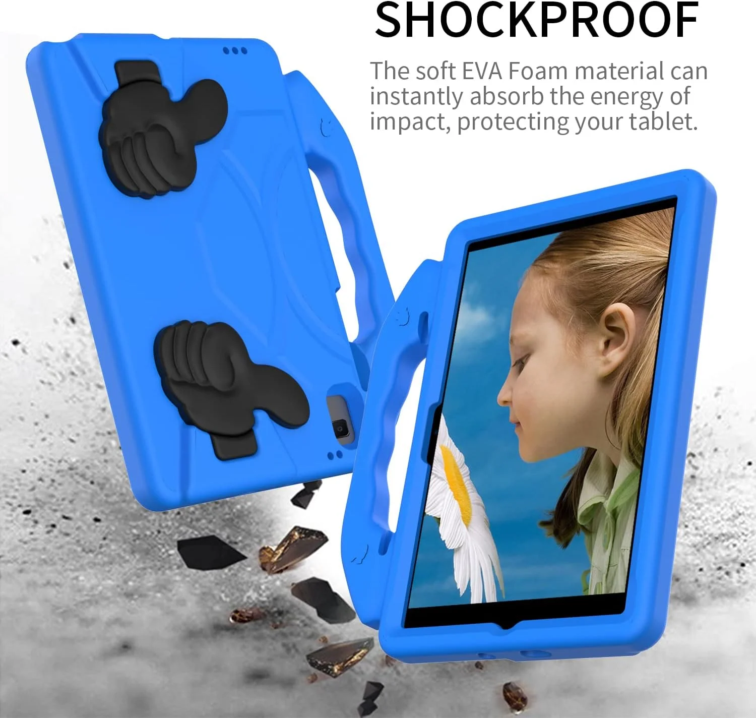 کیف EabHulie برای تبلت سامسونگ گلکسی تب A 10.1 2019 مدل SM-T510/T515، کیف فوم EVA سبک و بادوام با دسته و پایه، پوشش ضد ضربه تبلت برای کودکان - آبی