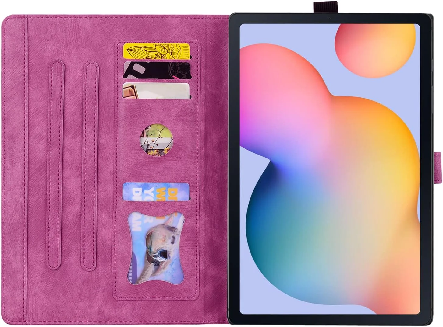 کاور محافظ تبلت سامسونگ گلکسی تب S6 لایت 10.4 اینچ (2022/2020) مدل Folio Flip چرمی با جای قلم و استند و کیف پول مناسب تبلت سامسونگ تب S6 لایت SM-P613/P619/P610/P615 - رز قرمز