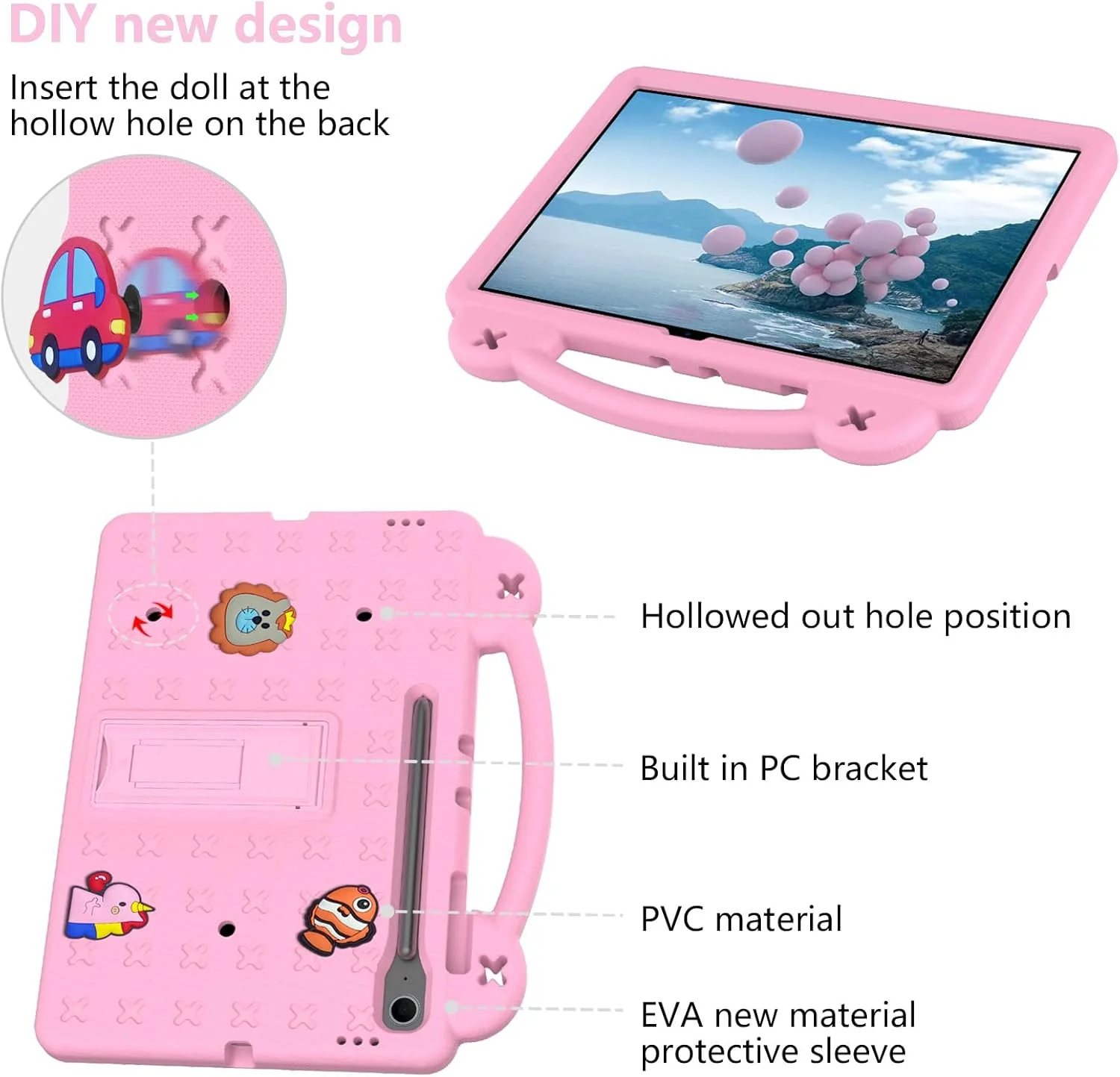 کاور کودکانه Gruattreay سازگار با تبلت سامسونگ گلکسی تب S10 FE Plus سایز ۱۳.۱ اینچ ۲۰۲۵، کاور محافظ سبک وزن EVA، ضد ضربه و مناسب کودکان به همراه پایه نامرئی و دسته (زرد)