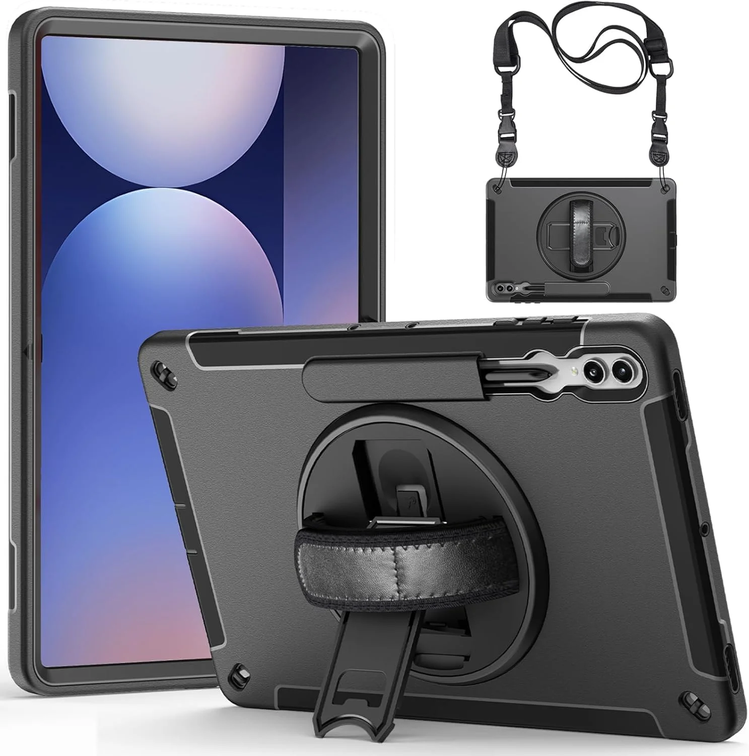 کاور مقاوم Gruattreay مناسب برای گلکسی تب S10 Ultra 14.6 اینچ SM-X920/X926، کاور سه لایه ضد ضربه با استاندارد نظامی برای تب S10 Ultra به همراه استند چرخان 360 درجه - دسته - بند شانه - جای قلم
