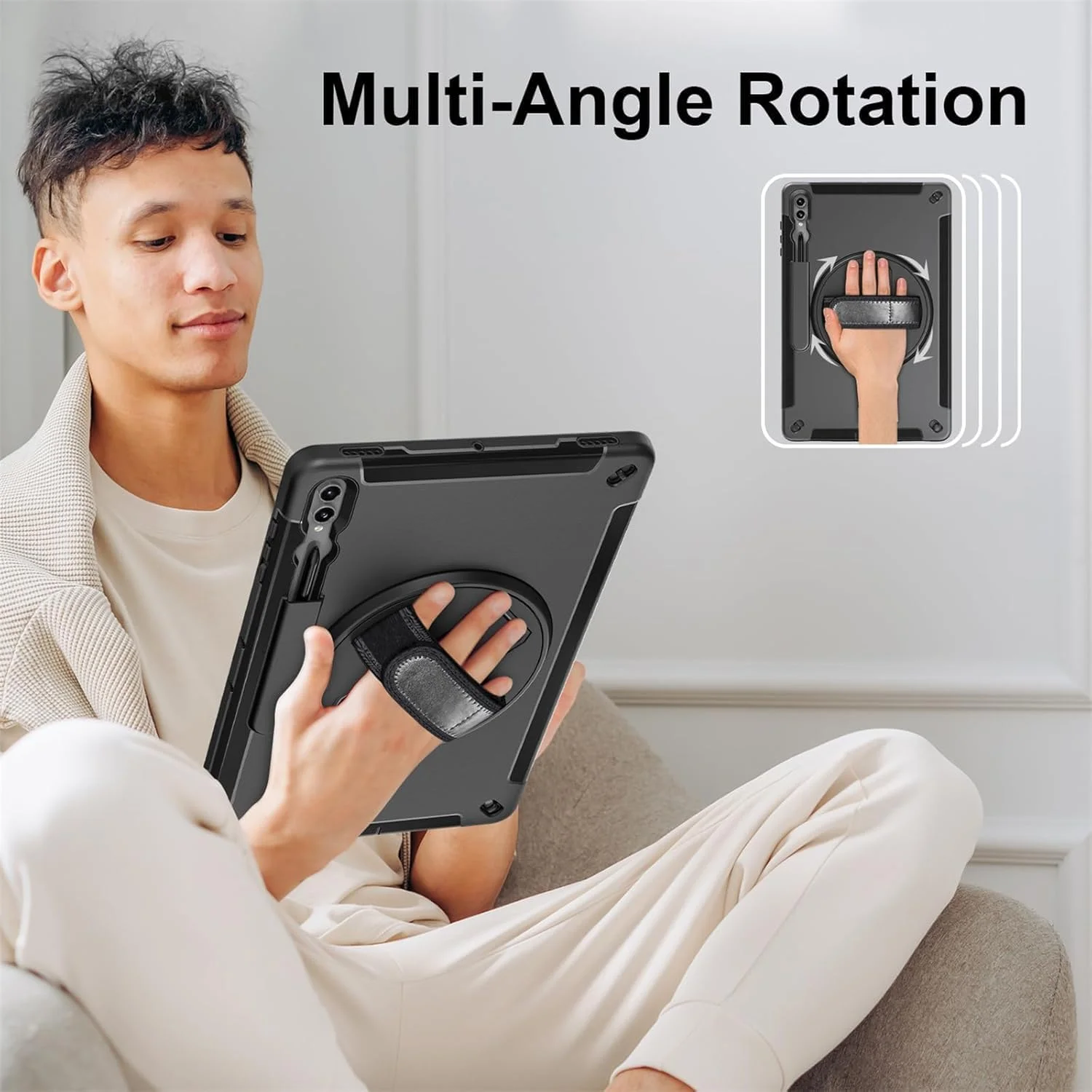 کاور مقاوم Gruattreay مناسب برای گلکسی تب S10 Ultra 14.6 اینچ SM-X920/X926، کاور سه لایه ضد ضربه با استاندارد نظامی برای تب S10 Ultra به همراه استند چرخان 360 درجه - دسته - بند شانه - جای قلم