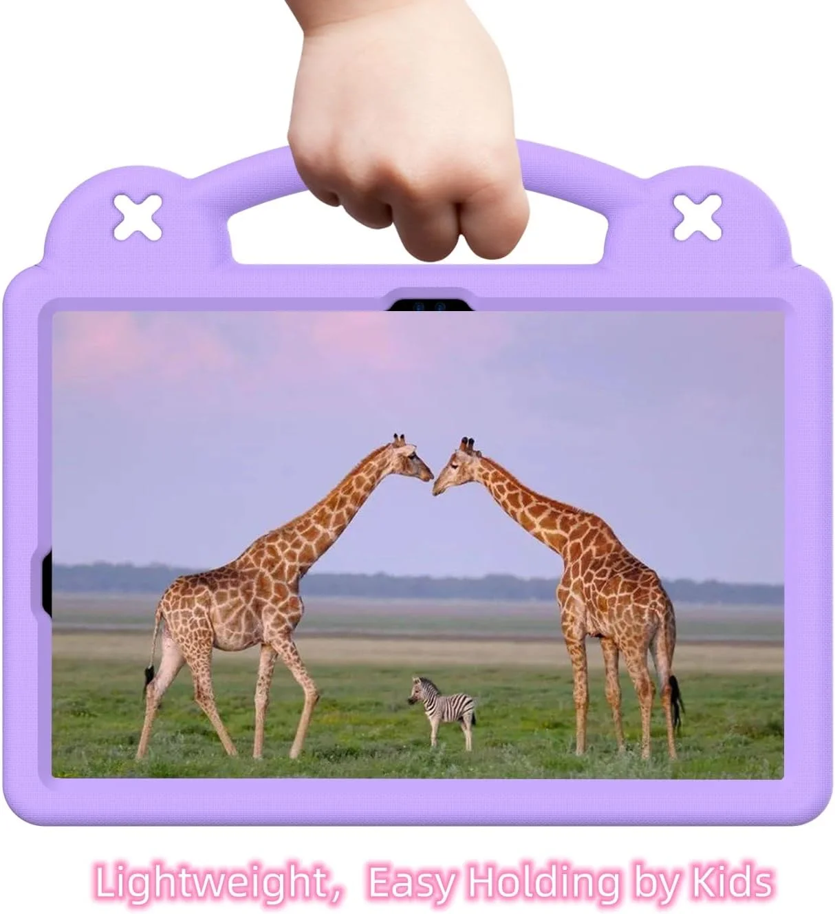 Sfulatdc Kids Tablet Case for Samsung tab S9 FE/S8/S7, Built-in Kickstand and Handle Shockproof Cute Cover Compatible with Galaxy S9 11 inch (SM-X710/X716B/X718U) Purple