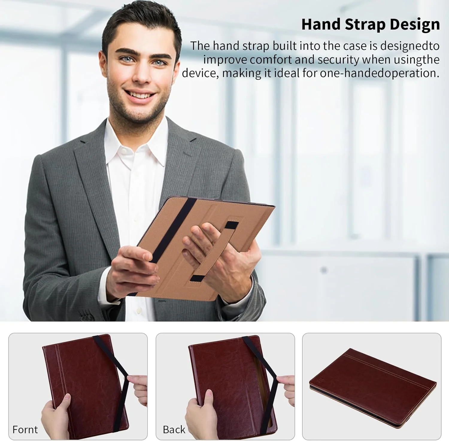 کاور تبلت سامسونگ گلکسی تب A9 پلاس 11 اینچ 2023 اون‌دِفول، کاور محافظ تاشو با قابلیت استند و جای کارت، مناسب تبلت سامسونگ گلکسی تب A9 پلاس (مدل SM-X210/X216/X218)، قهوه ای