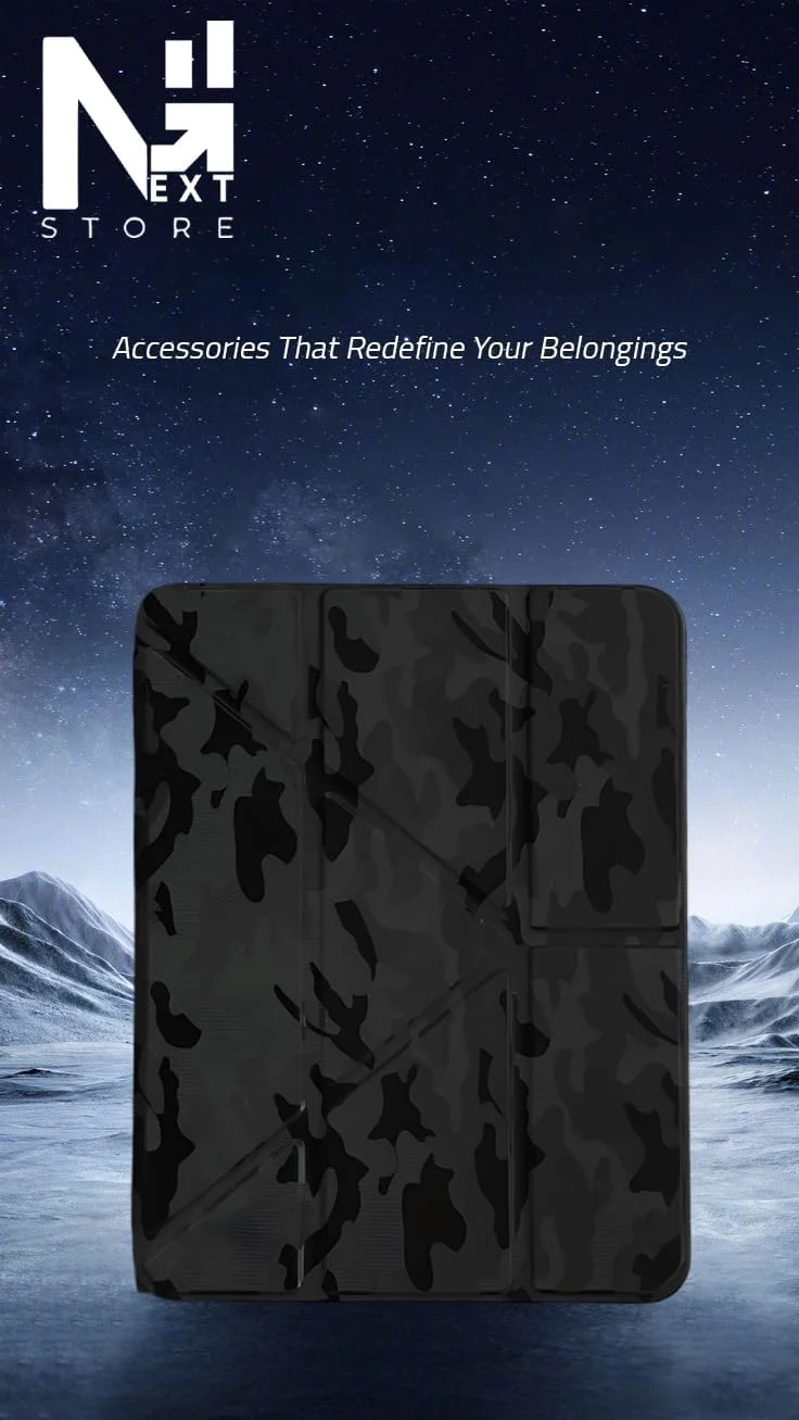 کیف تبلت بادوام طرح استتار Next Store سازگار با Samsung Galaxy S10 2024 / S10 FE 2025/ S9 FE/Tab S9 11 اینچ – کاور مغناطیسی تاشو هوشمند، محافظ شیک و مقاوم (مشکی)