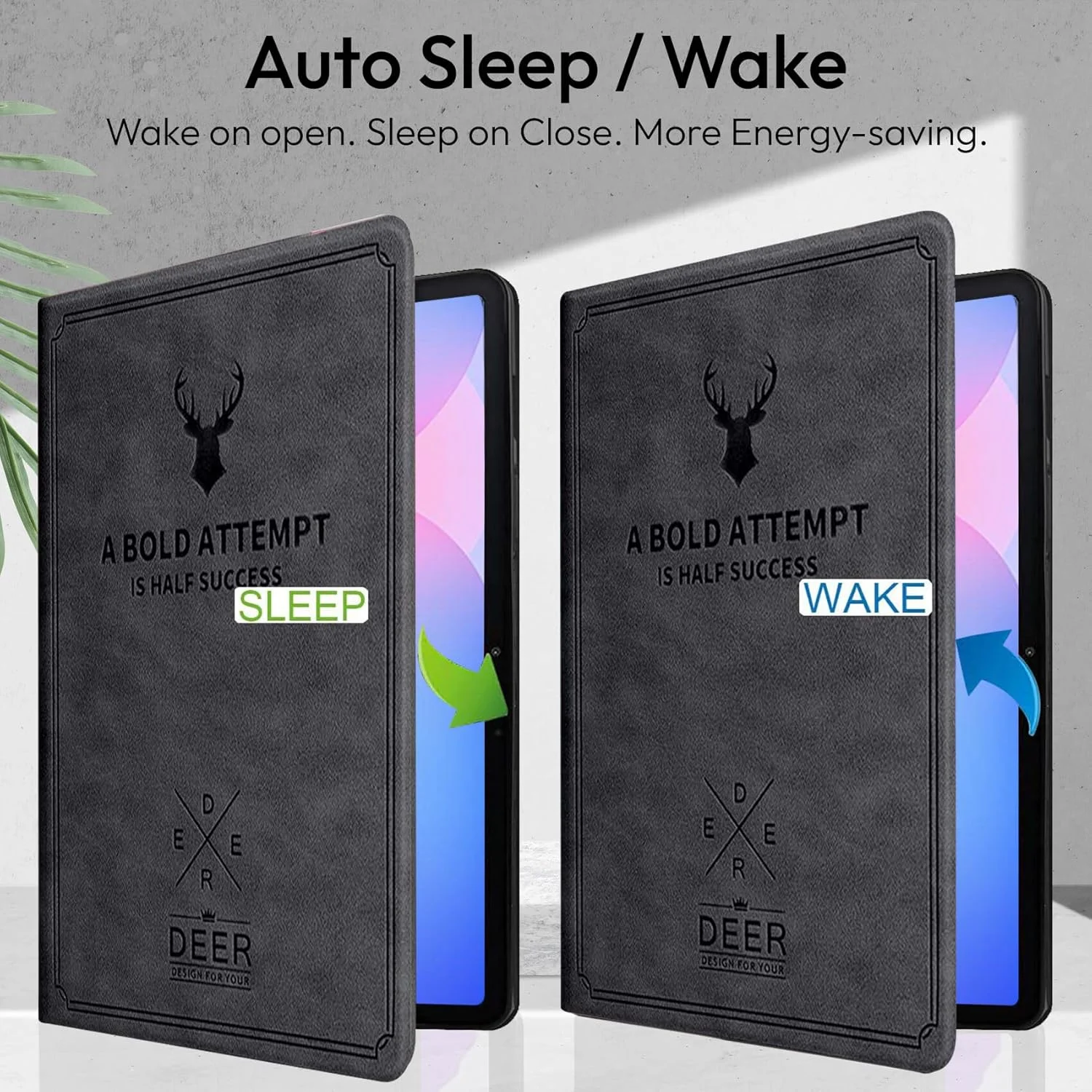 کاور روبستریون برای تبلت سامسونگ Tab S9 11 اینچ / کاور سامسونگ Tab S9 FE 10.9 اینچ، کاور طرح گوزن با [نگهدارنده قلم S] برای تبلت سامسونگ گلکسی Tab S9 / S9 FE [حالت خواب و بیدار شدن خودکار] - مشکی