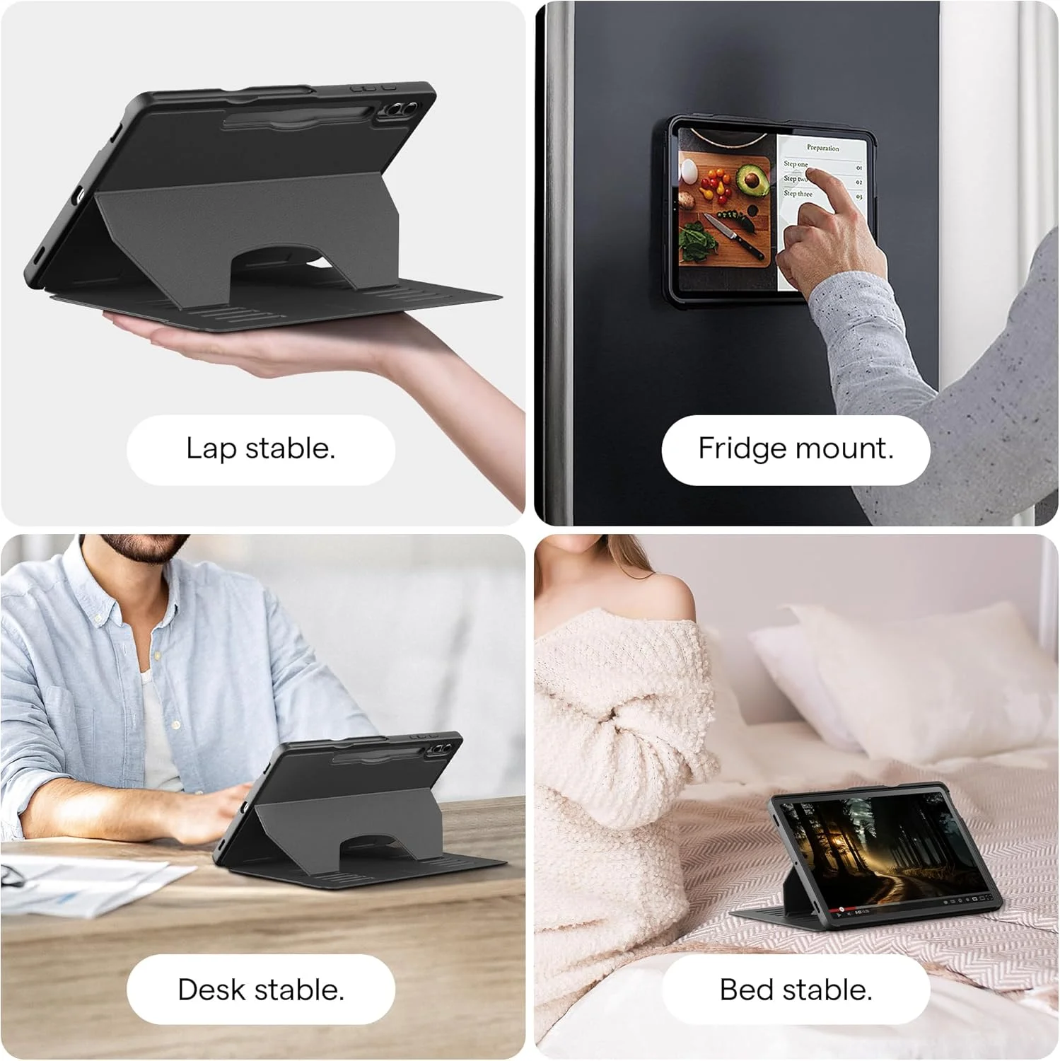 کاور محافظ تبلت سامسونگ گلکسی تب S9+ ZUGU CASE - مناسب تبلت 12.4 اینچی S9+ - محافظ باریک، طراحی شیک، استند مغناطیسی، کاور با قابلیت Sleep/Wake، کاور مغناطیسی - گلکسی تب S9 پلاس، مشکی