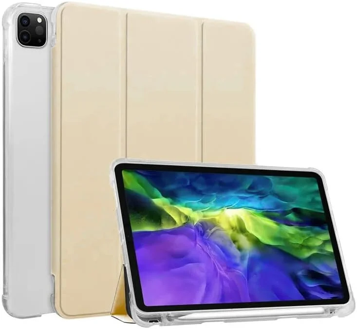 کیف محافظ هوشمند نکست استور سازگار با تبلت سامسونگ گلکسی تب A9، کاور تبلت 8.7 اینچی [SM-X110/X115/X117] – کاور جلویی سه تایی به عنوان استند، دارای جای مداد (بژ)