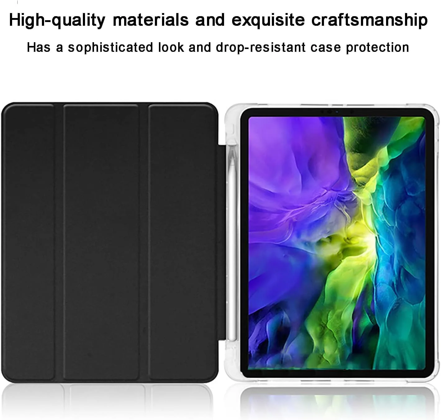 کیف محافظ هوشمند نکست استور سازگار با تبلت سامسونگ گلکسی تب A9، کاور تبلت 8.7 اینچی [SM-X110/X115/X117] – کاور جلویی سه تایی به عنوان استند، دارای جای مداد (بژ)