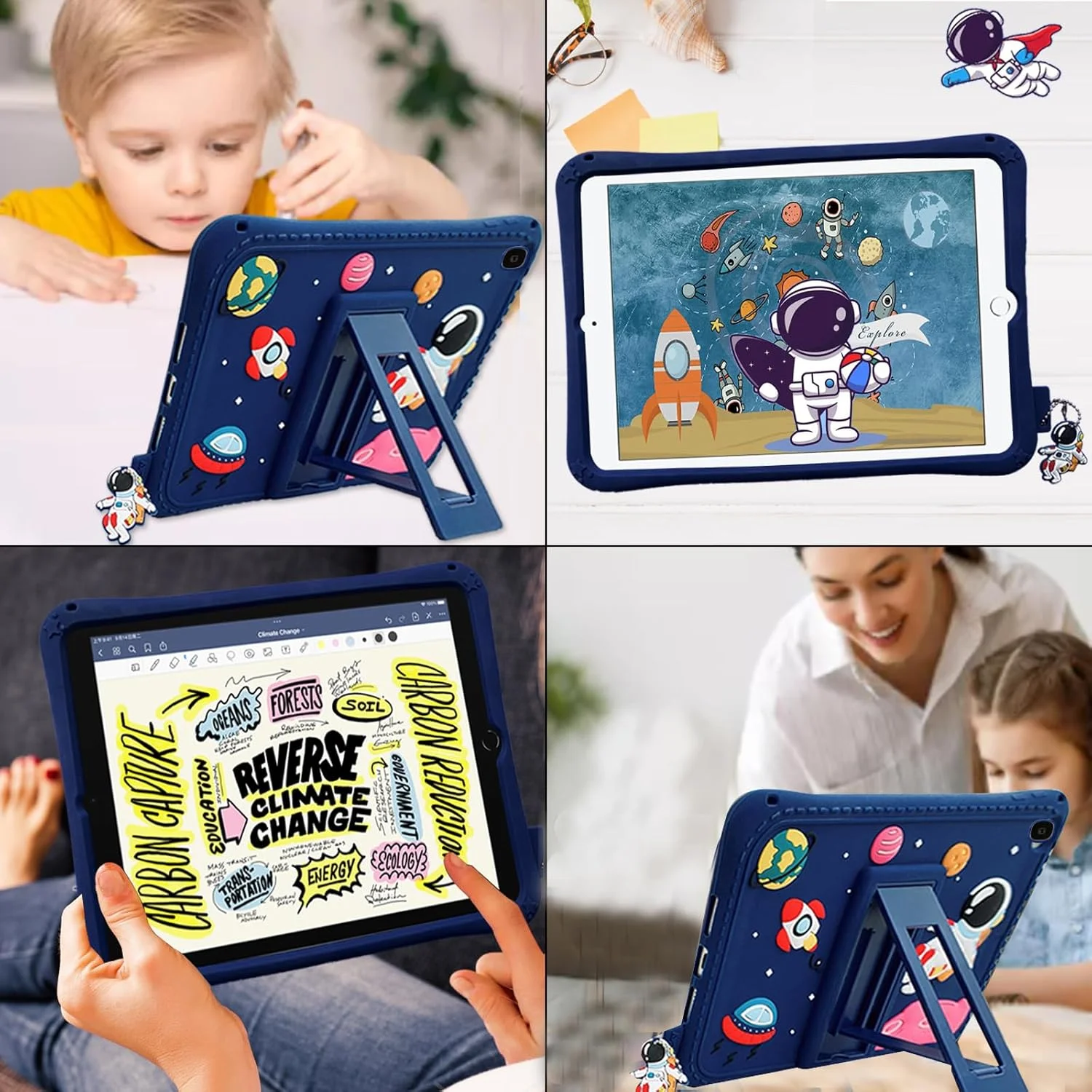 کیف محافظ کودکانه زومال برای تبلت سامسونگ گلکسی تب A 10.1 2019 (SM-T510/ T515/T517)، کاور سیلیکونی کارتونی و بامزه ضد ضربه و محافظ کودکانه به همراه محافظ صفحه نمایش و بند شانه