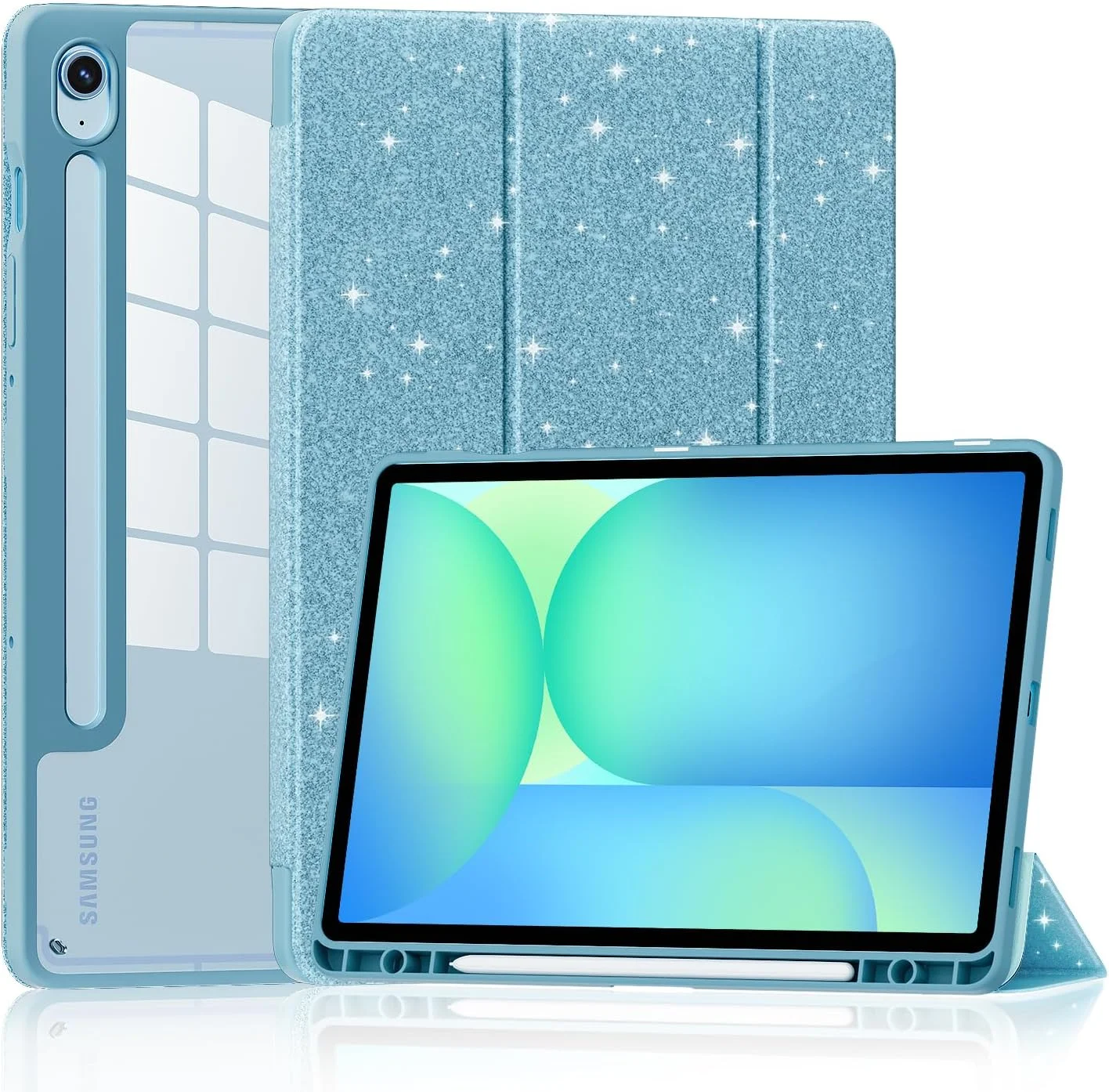 کیف DJ&RPPQ برای تبلت سامسونگ گلکسی تب S10 FE 2025 / S9 FE 10.9 اینچ / S9 11 اینچ 2023، کاور پشتی شفاف تاشو باریک و سبک، کیف سامسونگ گلکسی تب S10 FE/S9 FE/S9 با قابلیت خواب/بیدار شدن خودکار - آبی کیف DJ&RPPQ برای تبلت سامسونگ گلکسی تب S10 FE 2025 / S9 FE 10.9 اینچ / S9 11 اینچ 2023، کاور پشتی شفاف تاشو باریک و سبک، کیف سامسونگ گلکسی تب S10 FE/S9 FE/S9 با قابلیت خواب/بیدار شدن خودکار - آبی